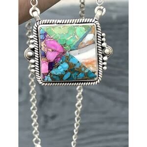 Turquoise & Spiny Oyster  Inlay Necklace